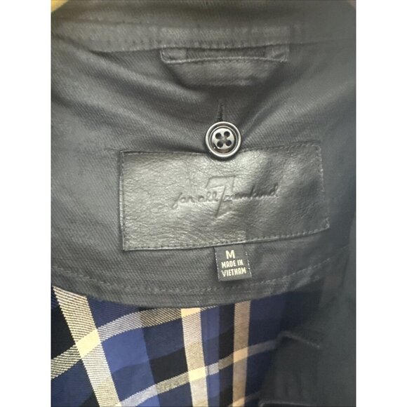7 For All Mankind Coated Field Jacket Men’s Medium Black Utility Pockets Plaid - Picture 7 of 11